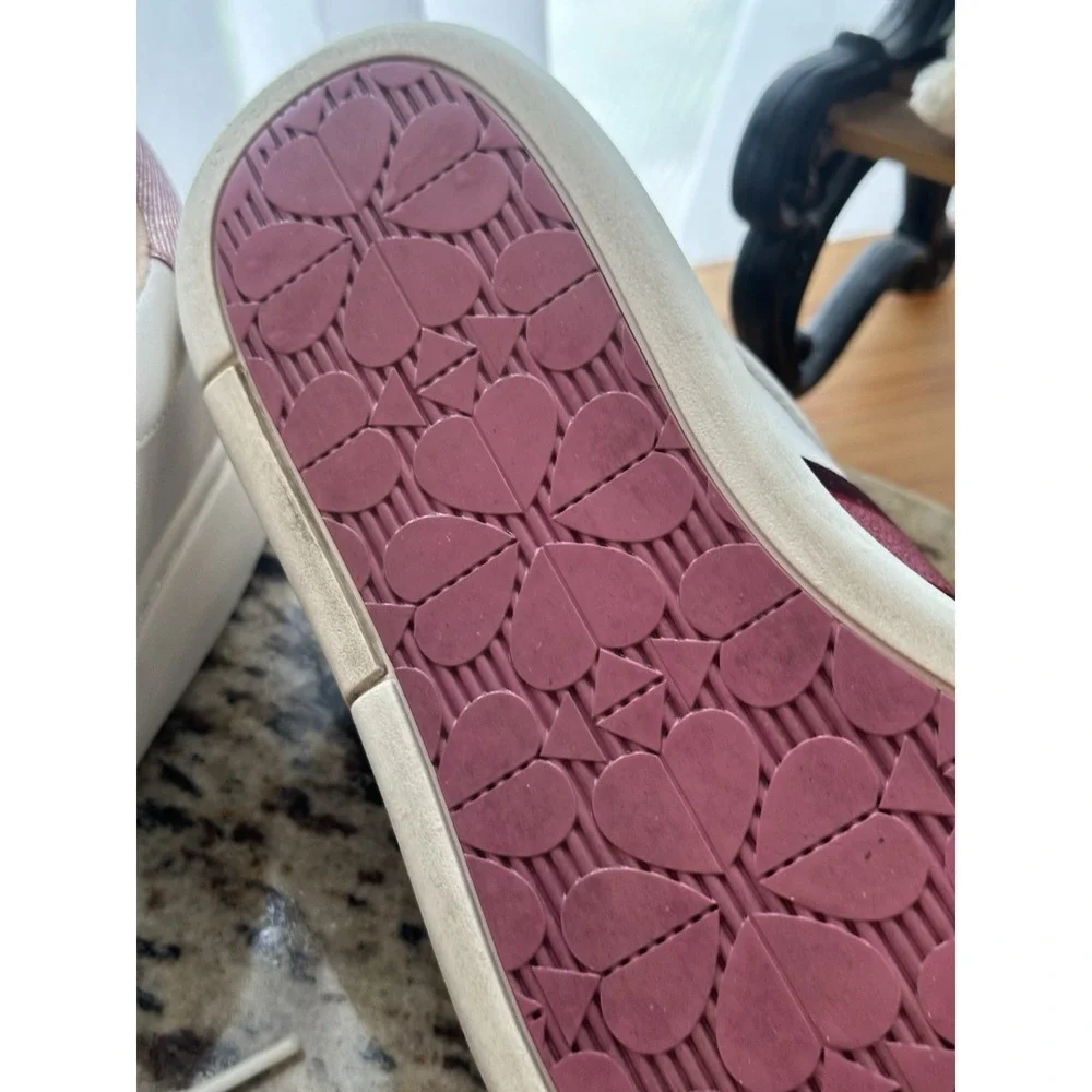 Kate Spade Keswick Glitter Stripe Low-Top Sneakers White Pink Stripe 9.5 - Picture 10 of 15